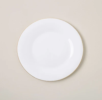 KSP Opal 'Banded' Glass Side Plate (White/Gold)