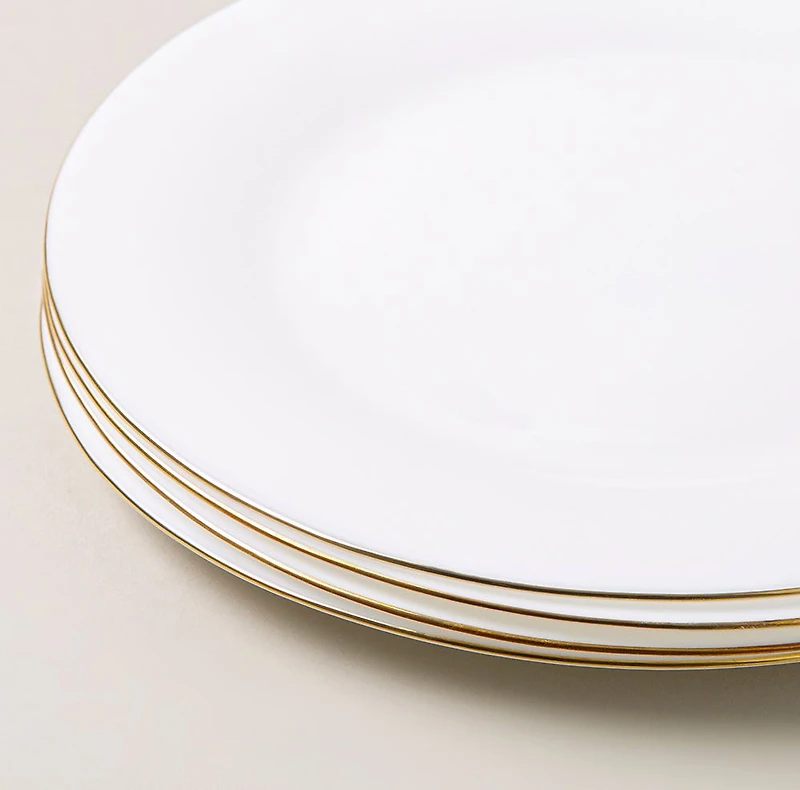 KSP Opal 'Banded' Glass Side Plate (White/Gold)