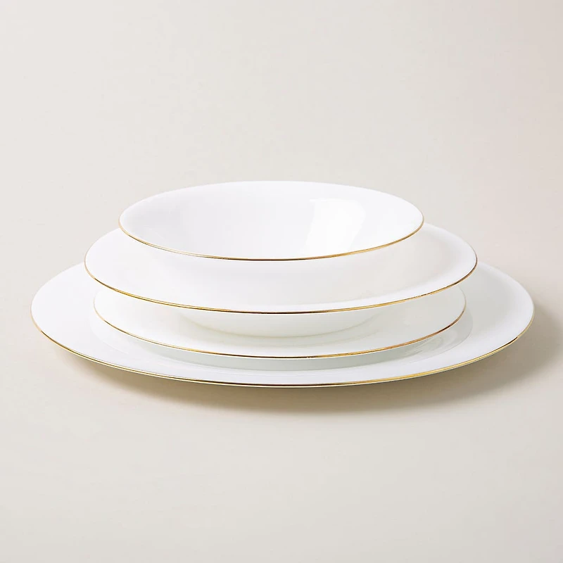 KSP Opal 'Banded' Glass Side Plate (White/Gold)