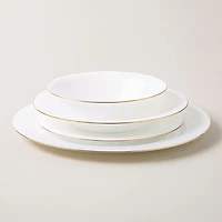 KSP Opal 'Banded' Glass Side Plate (White/Gold)