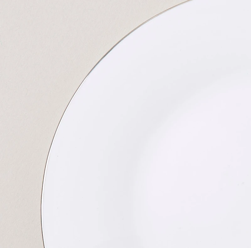KSP Opal 'Banded' Glass Side Plate (White/Silver)