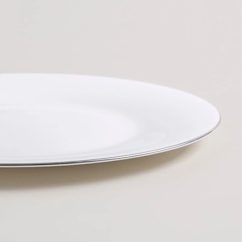 KSP Opal 'Banded' Glass Side Plate (White/Silver)