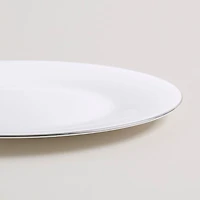 KSP Opal 'Banded' Glass Side Plate (White/Silver)
