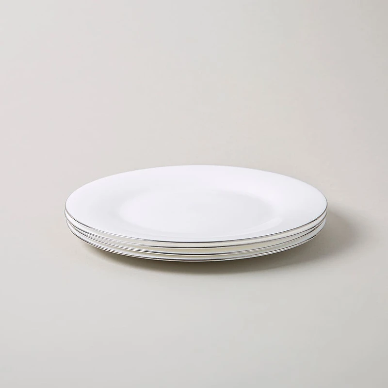 KSP Opal 'Banded' Glass Side Plate (White/Silver)