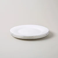 KSP Opal 'Banded' Glass Side Plate (White/Silver)