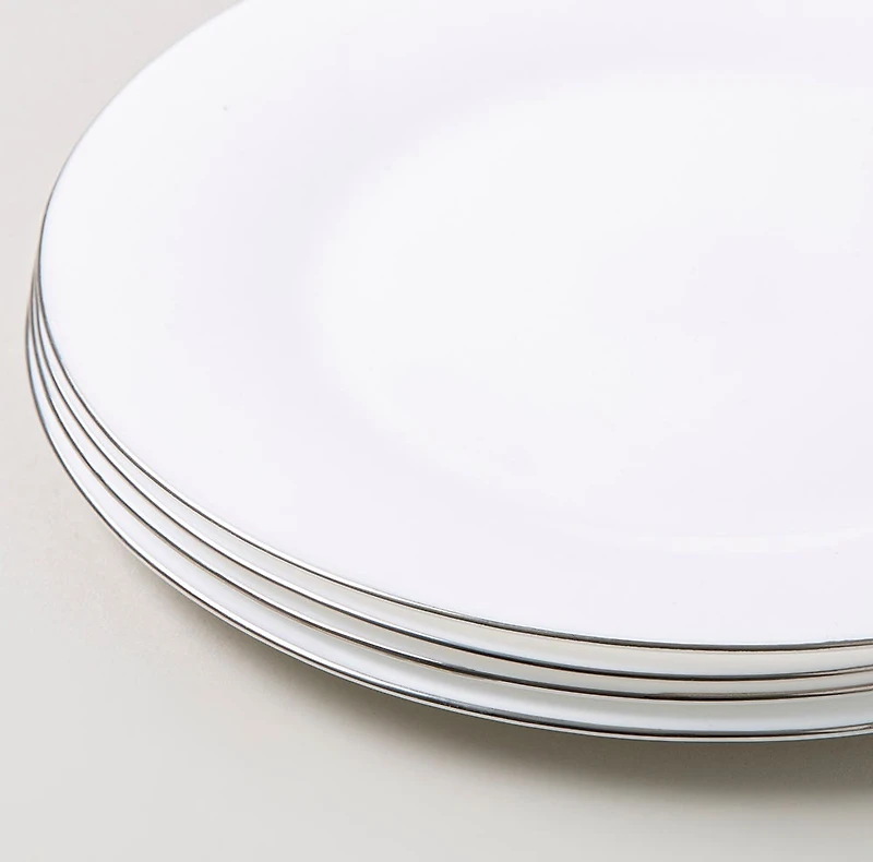 KSP Opal 'Banded' Glass Side Plate (White/Silver)