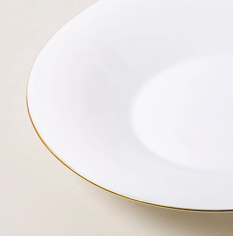 KSP Opal 'Banded' Glass Soup Plate (White/Gold)