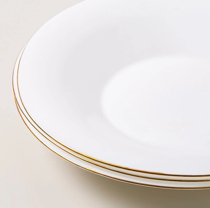 KSP Opal 'Banded' Glass Soup Plate (White/Gold)
