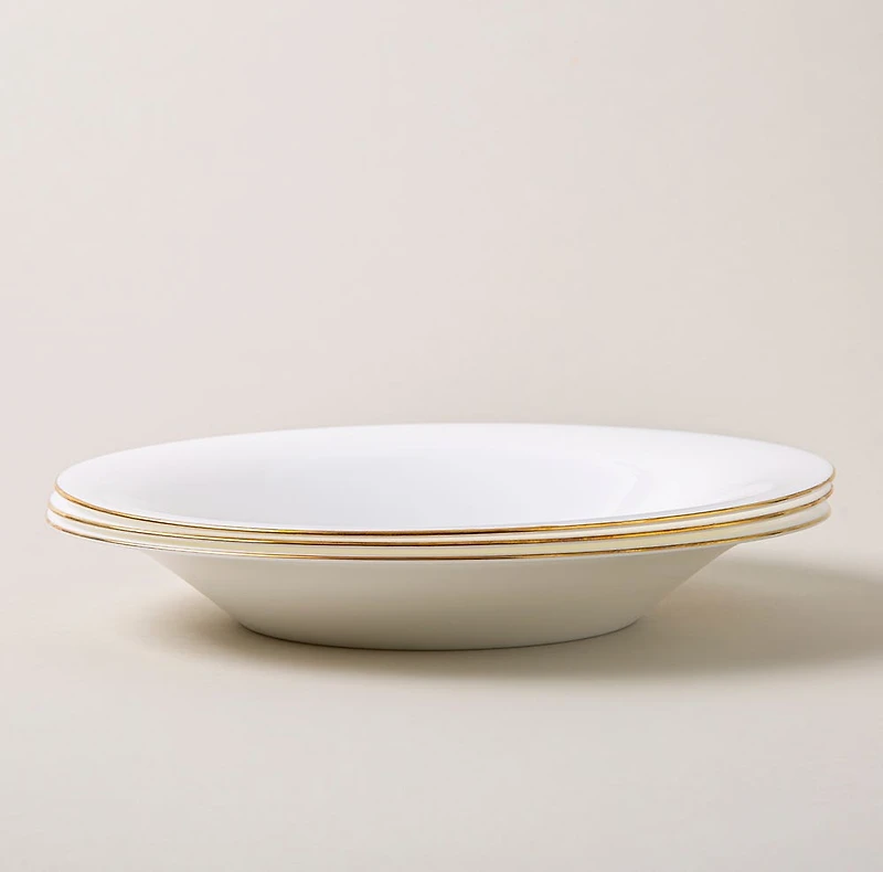 KSP Opal 'Banded' Glass Soup Plate (White/Gold)
