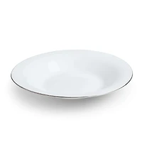 KSP Opal 'Banded' Glass Soup Plate (White/Silver)
