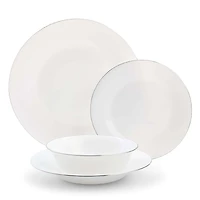 KSP Opal 'Banded' Glass Soup Plate (White/Silver)