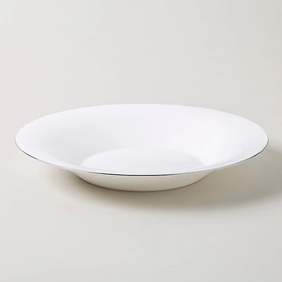 KSP Opal 'Banded' Glass Soup Plate (White/Silver)