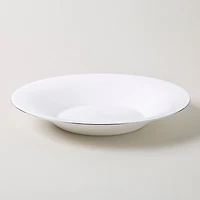KSP Opal 'Banded' Glass Soup Plate (White/Silver)