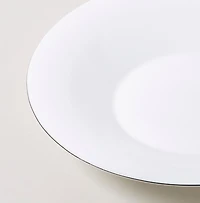 KSP Opal 'Banded' Glass Soup Plate (White/Silver)