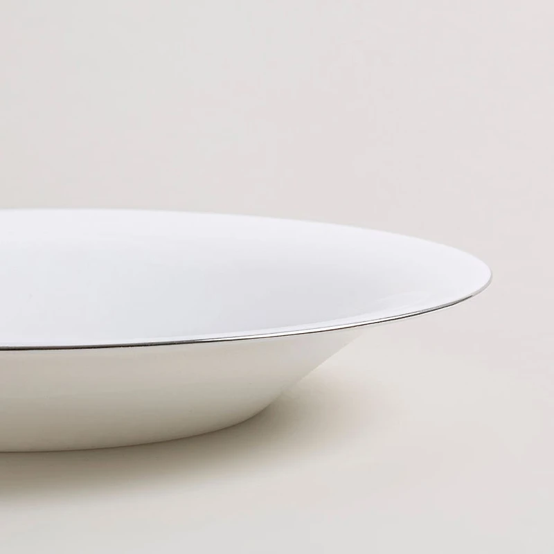 KSP Opal 'Banded' Glass Soup Plate (White/Silver)