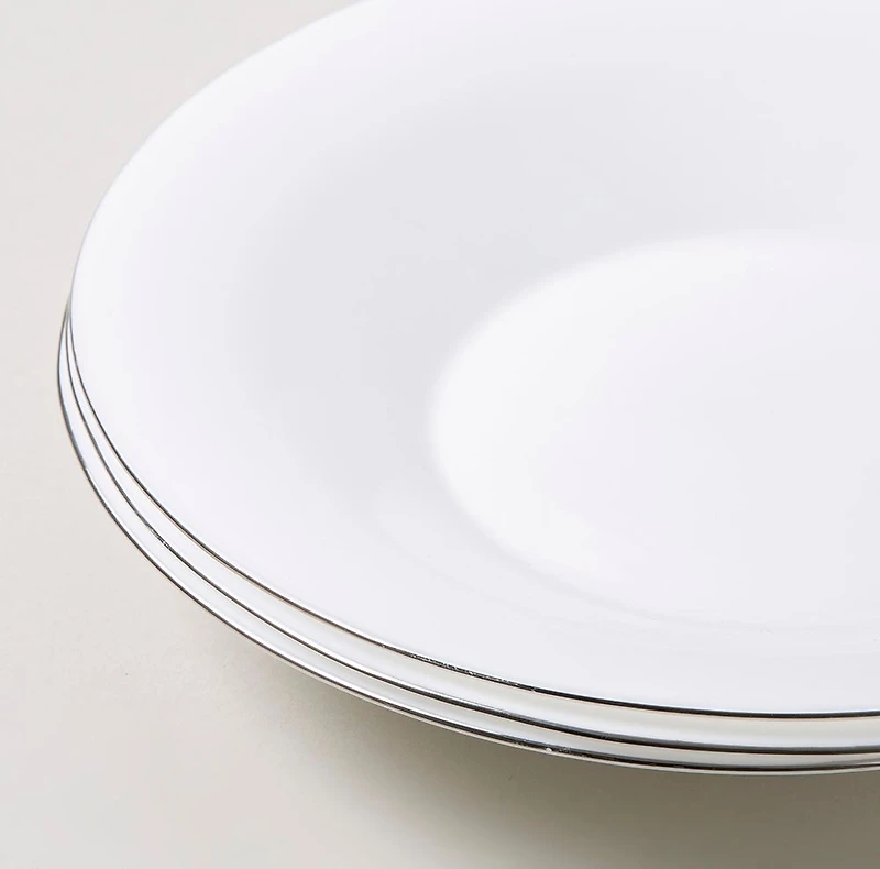 KSP Opal 'Banded' Glass Soup Plate (White/Silver)