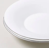 KSP Opal 'Banded' Glass Soup Plate (White/Silver)