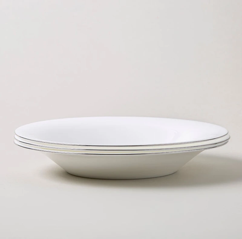 KSP Opal 'Banded' Glass Soup Plate (White/Silver)