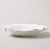 KSP Opal 'Banded' Glass Soup Plate (White/Silver)