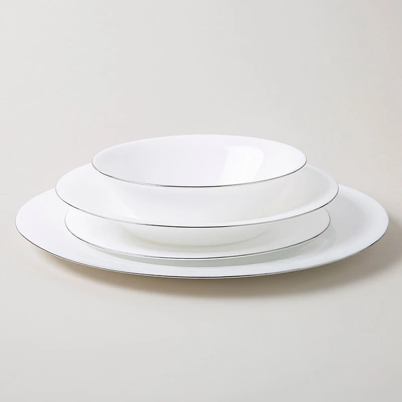 KSP Opal 'Banded' Glass Soup Plate (White/Silver)