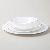 KSP Opal 'Banded' Glass Soup Plate (White/Silver)