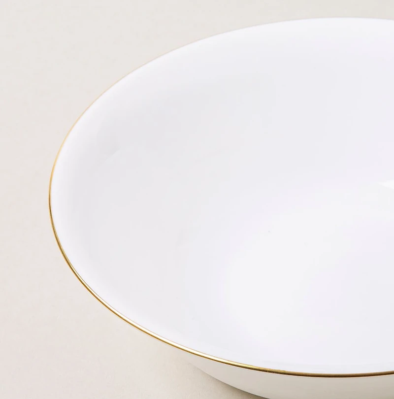 KSP Opal 'Banded' Glass Bowl (White/Gold)