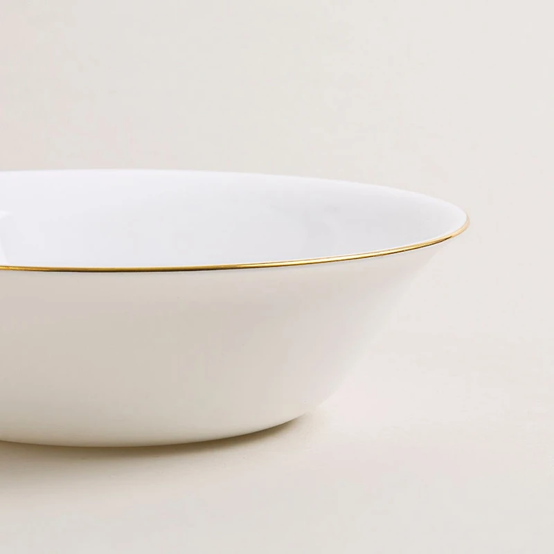 KSP Opal 'Banded' Glass Bowl (White/Gold)