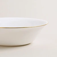 KSP Opal 'Banded' Glass Bowl (White/Gold)