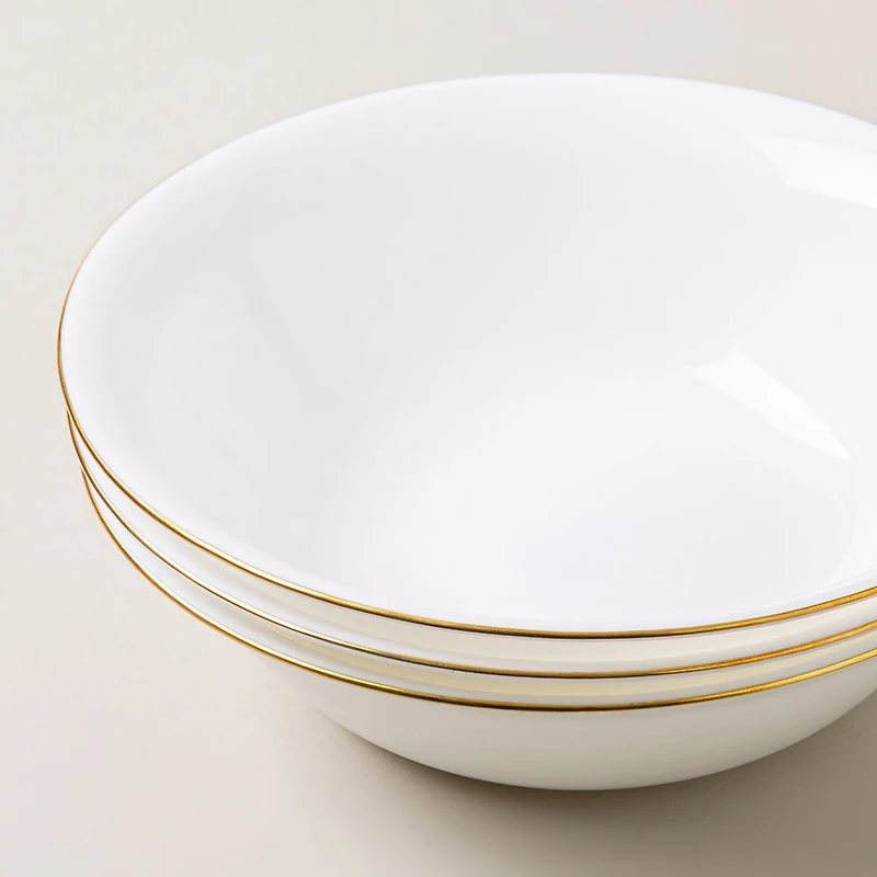 KSP Opal 'Banded' Glass Bowl (White/Gold)