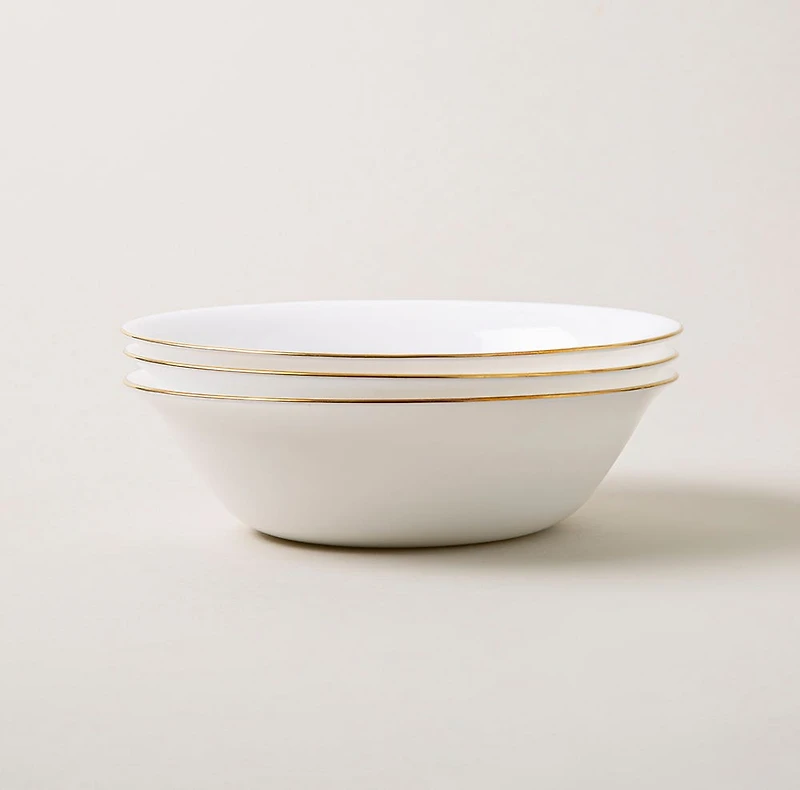 KSP Opal 'Banded' Glass Bowl (White/Gold)
