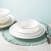 KSP Opal 'Banded' Glass Bowl (White/Gold)