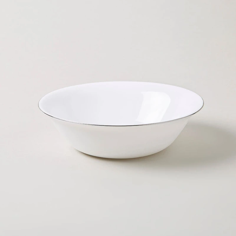 KSP Opal 'Banded' Glass Bowl (White/Silver)