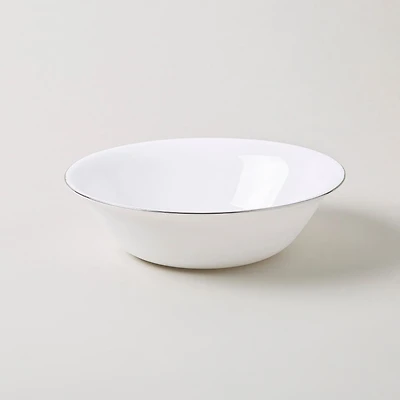 KSP Opal 'Banded' Glass Bowl (White/Silver)