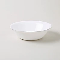 KSP Opal 'Banded' Glass Bowl (White/Silver)