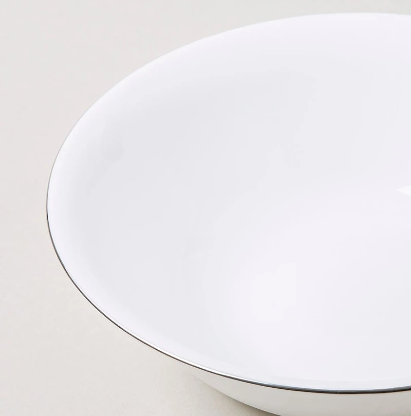 KSP Opal 'Banded' Glass Bowl (White/Silver)