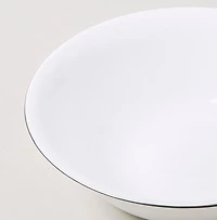KSP Opal 'Banded' Glass Bowl (White/Silver)
