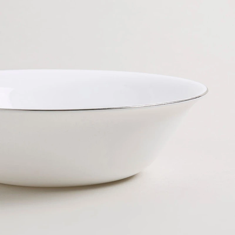 KSP Opal 'Banded' Glass Bowl (White/Silver)
