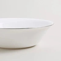 KSP Opal 'Banded' Glass Bowl (White/Silver)