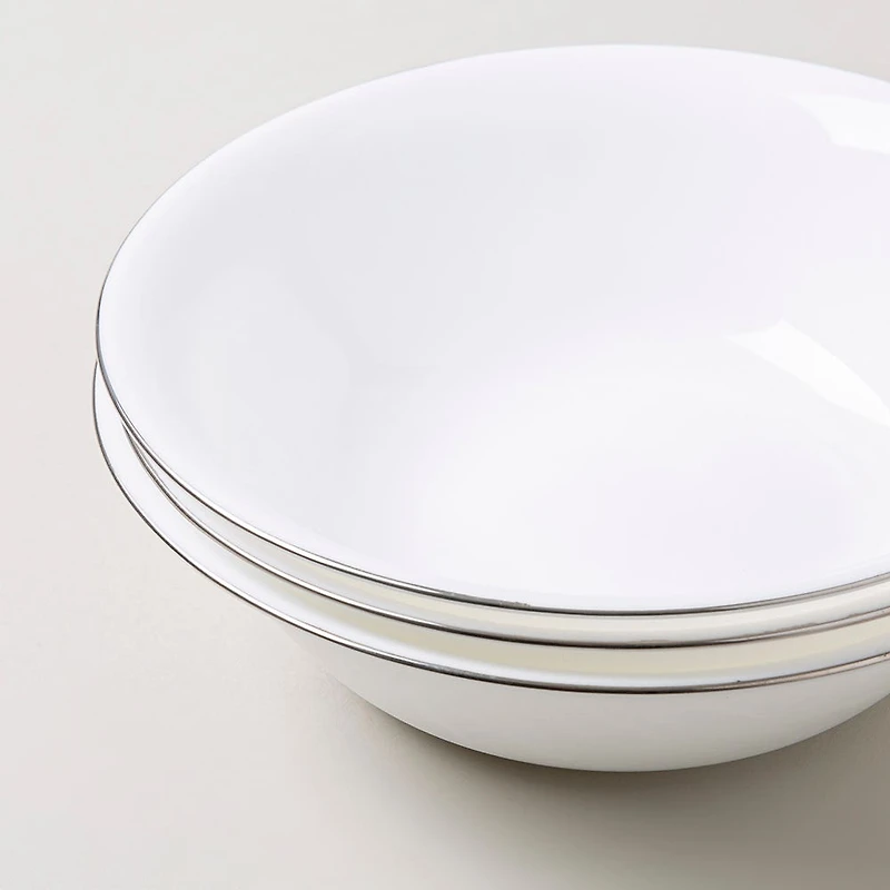 KSP Opal 'Banded' Glass Bowl (White/Silver)