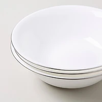 KSP Opal 'Banded' Glass Bowl (White/Silver)