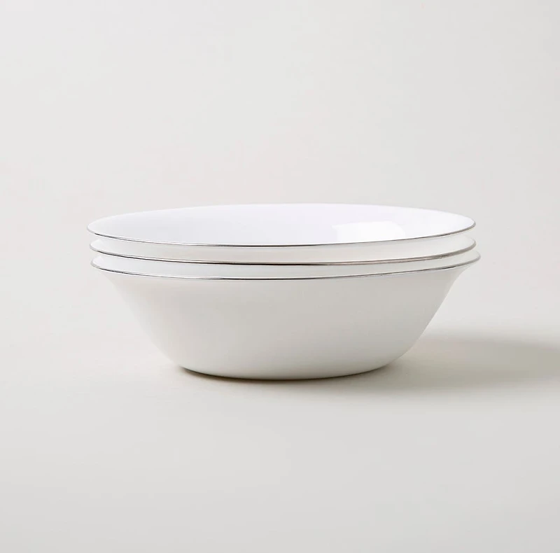 KSP Opal 'Banded' Glass Bowl (White/Silver)