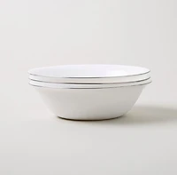 KSP Opal 'Banded' Glass Bowl (White/Silver)