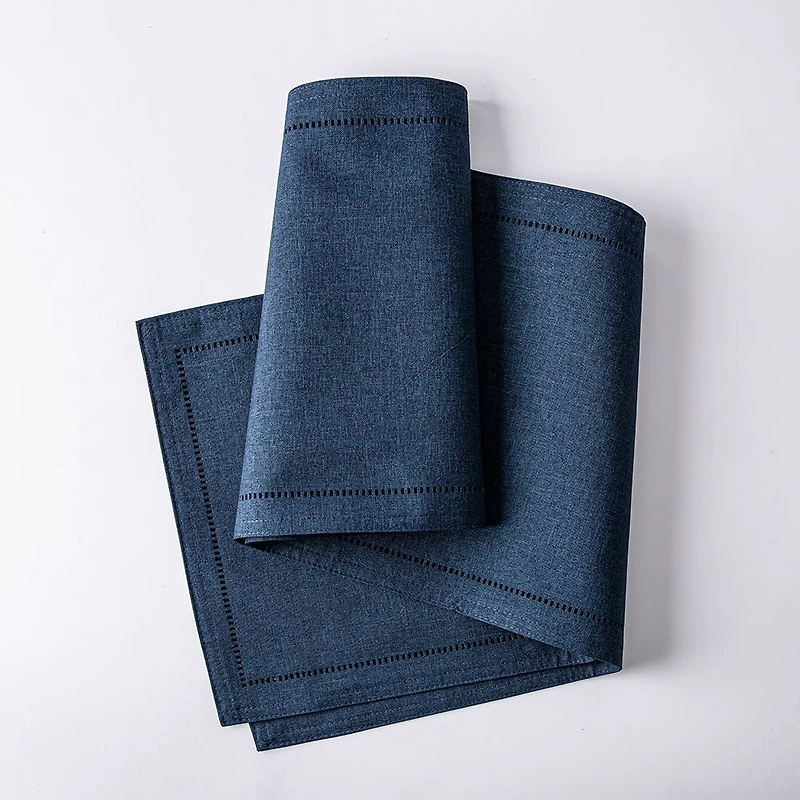 Harman Hemstitch Polyester Runner (Navy)
