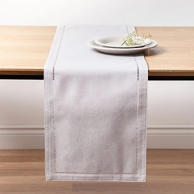 Harman Hemstitch Polyester Runner (Light Grey)