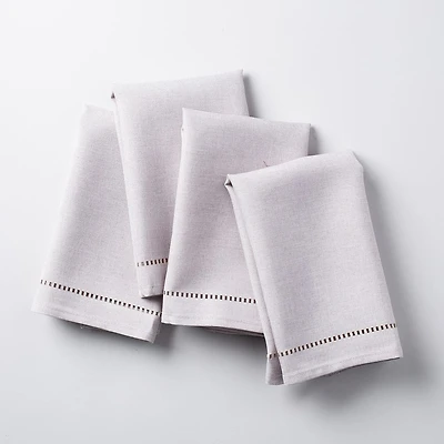 Harman Hemstitch Polyester Napkin - Set of 4 (Light Grey)