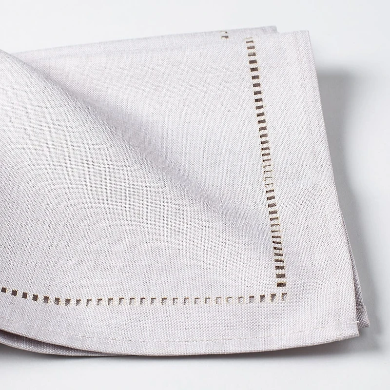 Harman Hemstitch Polyester Napkin - Set of 4 (Light Grey)