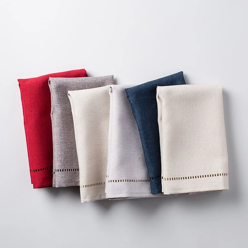 Harman Hemstitch Polyester Napkin - Set of 4 (Light Grey)