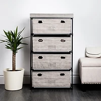 KSP Softstor '4-Drawer' Fabric Cabinet Linen Look (Grey) 55x30x100 cm