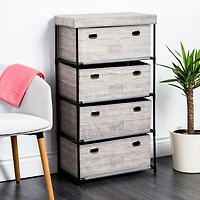 KSP Softstor '4-Drawer' Fabric Cabinet Linen Look (Grey) 55x30x100 cm
