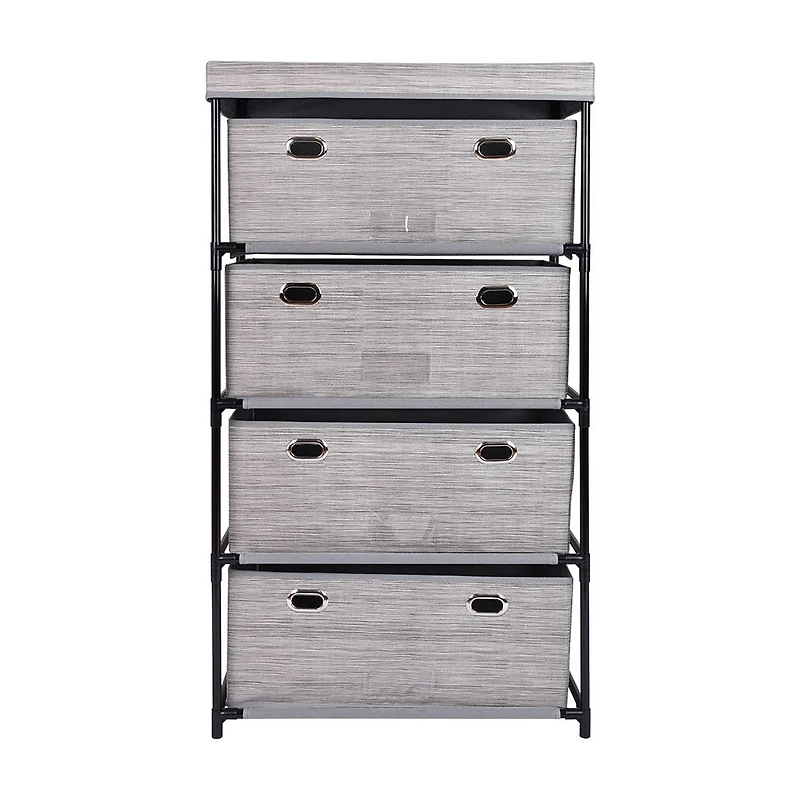 KSP Softstor '4-Drawer' Fabric Cabinet Linen Look (Grey) 55x30x100 cm
